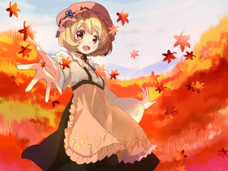 Woman dress hat field leaves - a manga drawing free wallpaper