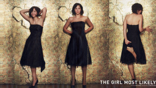 Woman black dress posing hands 23 - fine art free wallpaper