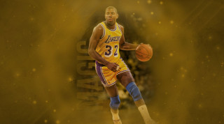 Basketball player holding ball right - a gold background free wallpaper
