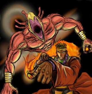 Man fireball demon glowing eyeball - a drawing of a man free wallpaper