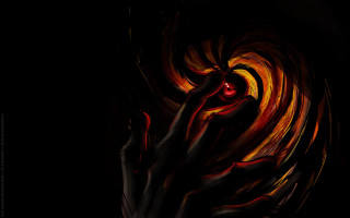 Hand red eye black background 2 - paint free wallpaper
