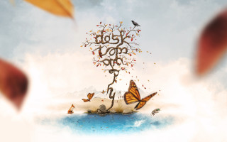 Tree butterflies lost hope painting - butterfly free wallpaper