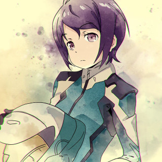 Purple hair blue dress white - a white object free wallpaper