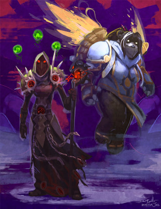 Couple people purple background green - free halloween wallpaper