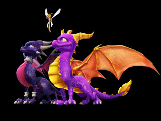 Purple yellow dragons black background - a couple free wallpaper