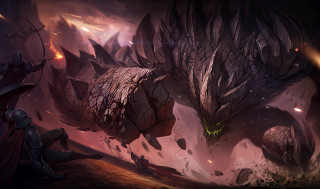 Dragon attacking demon dark environment - league of legends concept art free wallpaper for desktop
