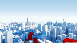 Tall buildings city red arrow - constructivism free wallpaper