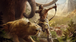 Man bow arrow lion forest - mountain and trees free wallpaper