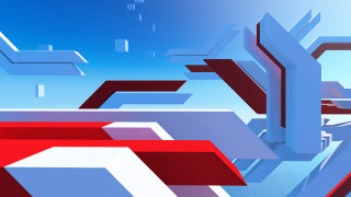 Blue sky red white shapes - edi rama free wallpaper