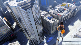 Woman walking tall building city - tall building free wallpaper