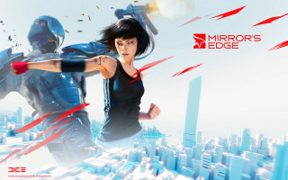 Woman man futuristic city arrows - a woman and a man free wallpaper