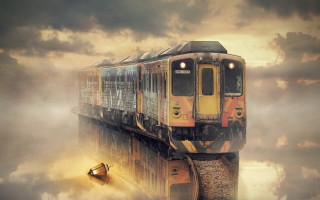 Train bridge clouds bullhorn magical - the cloud free wallpaper