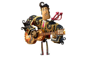 Cartoon character guitar microphone holding - character design free wallpaper