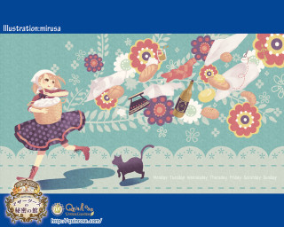 Woman flying kite cat bird - a storybook illustration free wallpaper for desktop