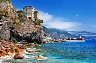 Boat water rocky shore cliff - rocky free wallpaper
