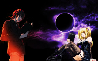 Anime couple eclipse purple black - a matte painting free wallpaper