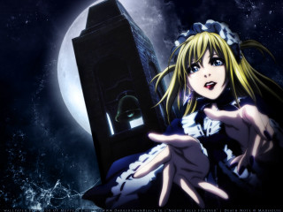 Anime girl blue dress moon - anime visual free wallpaper