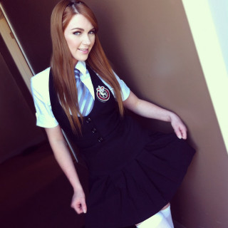 Woman school uniform posing hands 2 - her hip free wallpaper