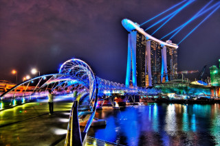 Bridge water city night lights 17 - night time free wallpaper for desktop