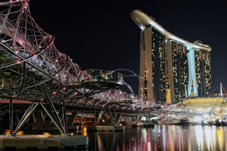City skyline bridge river night 56 - the water and buildings free wallpaper