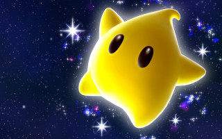 Yellow star with eyes and - white star free wallpaper