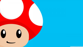 Smiling mushroom blue background white 2 - a white outline free wallpaper