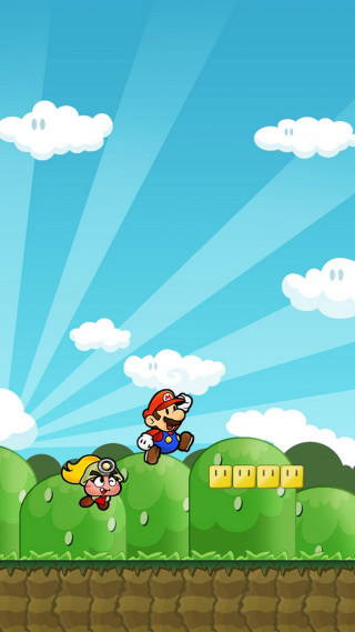 Mario running ground blue sky - front free wallpaper