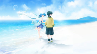 Man woman beach ocean kite - a man and a woman free wallpaper