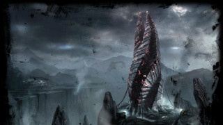 Futuristic building mountain landscape sky - a mountain in the distance free wallpaper