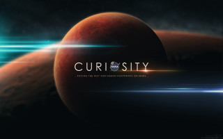 Red planet blue line foreground - promotional image free wallpaper