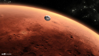 Red planet space shuttle stars - free space wallpaper