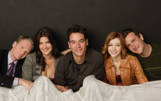 Group people bed black wall - top of a bed together free wallpaper