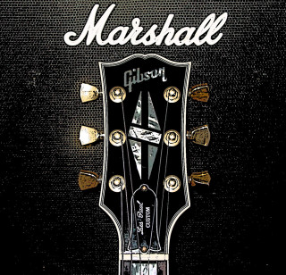 Guitar head marshall black background - back side free wallpaper