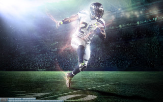 Football player running field stadium - a stadium in the background free wallpaper