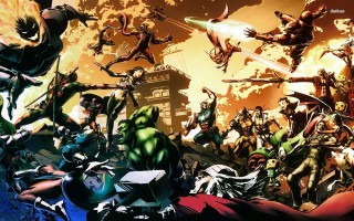 Cartoon people sky city background - alan davis free wallpaper