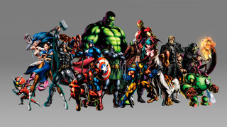Cartoon characters group standing gray 2 - a group of cartoon characters free wallpaper
