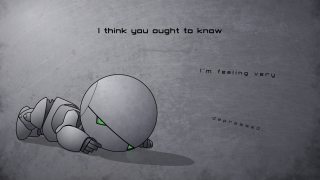Cartoon robot green eyes monochrome - analytical art free wallpaper