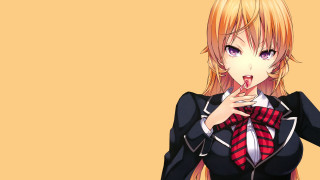 Anime girl blonde hair red 2 - tie free wallpaper