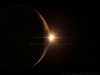 Sun bright dark sky planet - a distant object in the foreground free wallpaper