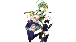 Woman green hair holding sword - a suit free wallpaper