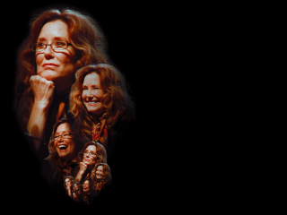 Woman glasses smiling faces black - a hologram free wallpaper for desktop