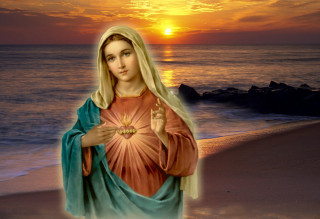 Virgin mary beach sunset rock - radiant free wallpaper