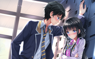 Anime couple room window door - official art free wallpaper for desktop