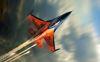 Red black jet flying cloudy - cloudy free wallpaper