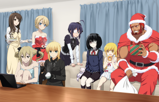 Santa claus gathering table laptop - a group of people free wallpaper for desktop