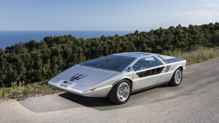 Silver sports car road forest 3 - retrofuturism free wallpaper