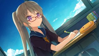 Girl glasses writing paper pencil - a piece of paper free wallpaper