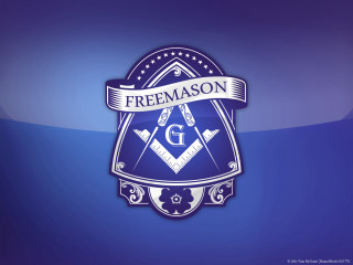 Blue white freemason logo banner - abstract illusionism free wallpaper