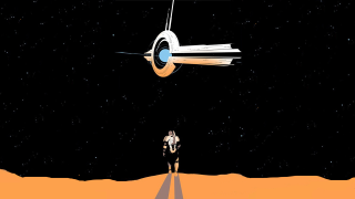 Man desert spaceship flying woman - a space ship free wallpaper