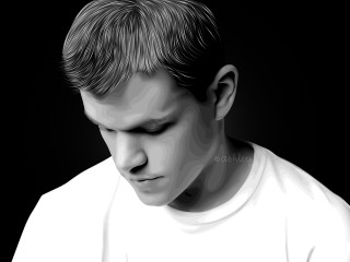 Man white shirt looking down - his wrist free wallpaper